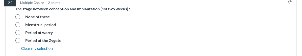 answer 22 Multiple Choice 2 points The stage