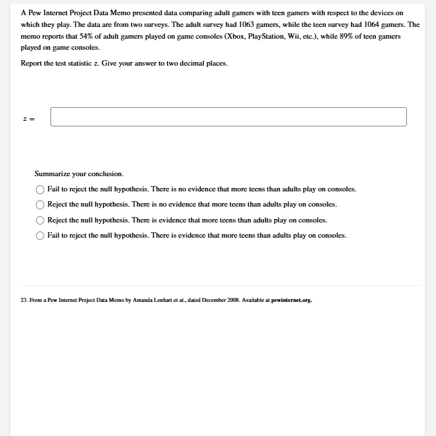 answer this A Pew Internet Project Data Memo