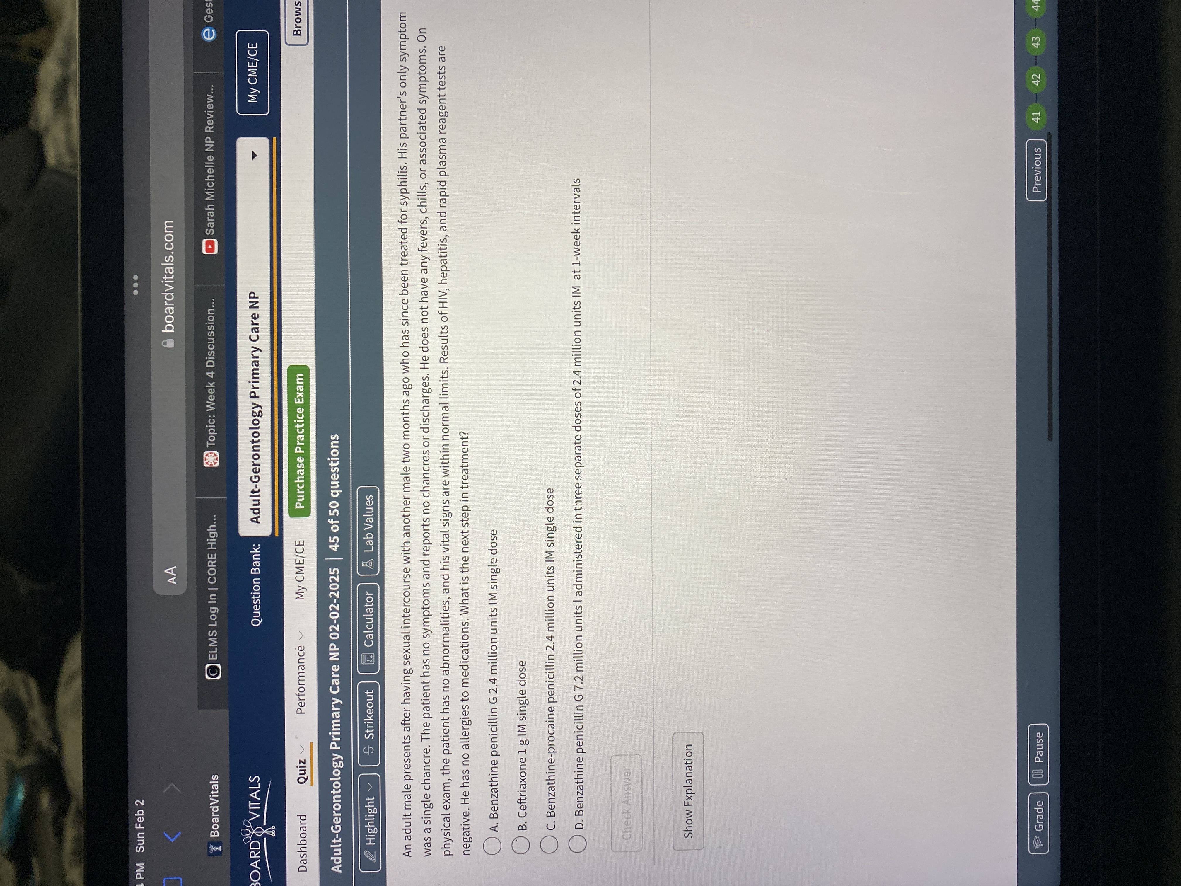 Answer PM Sun Feb 2 . . . < AA boardvitals.com