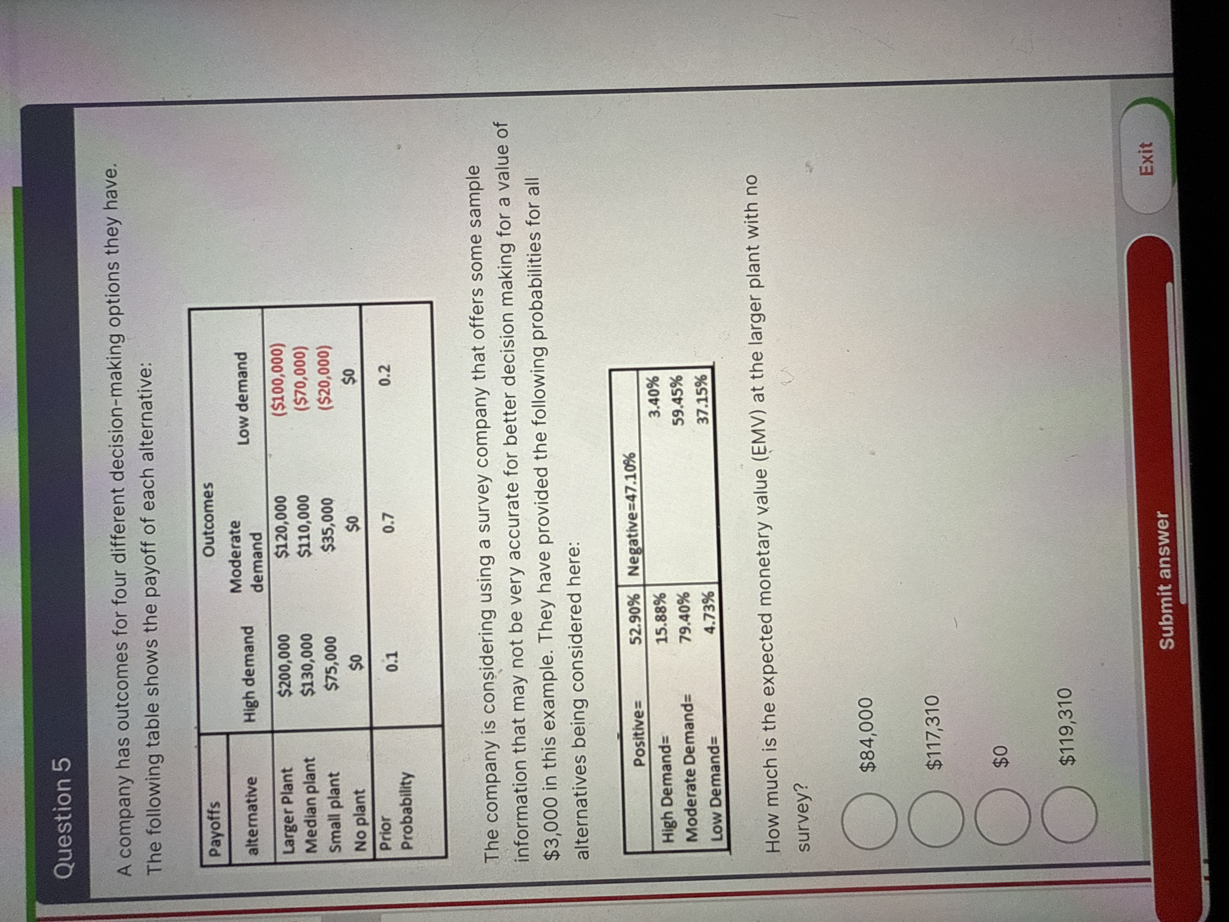 Answer Question 5 A company has outcomes for four