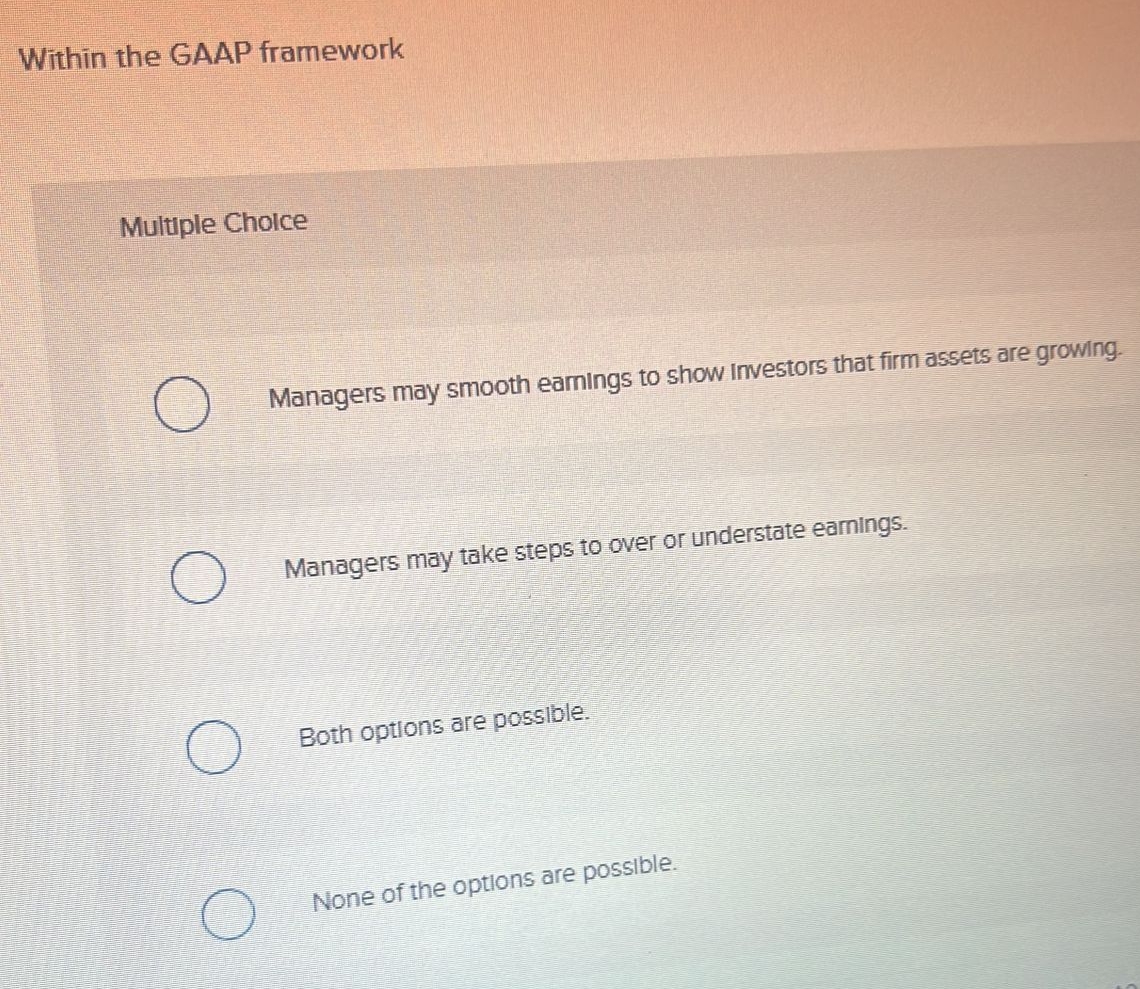 Within the GAAP framework Multuple Choice