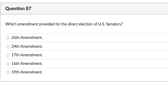 answer Question 87 Which amendment provided for
