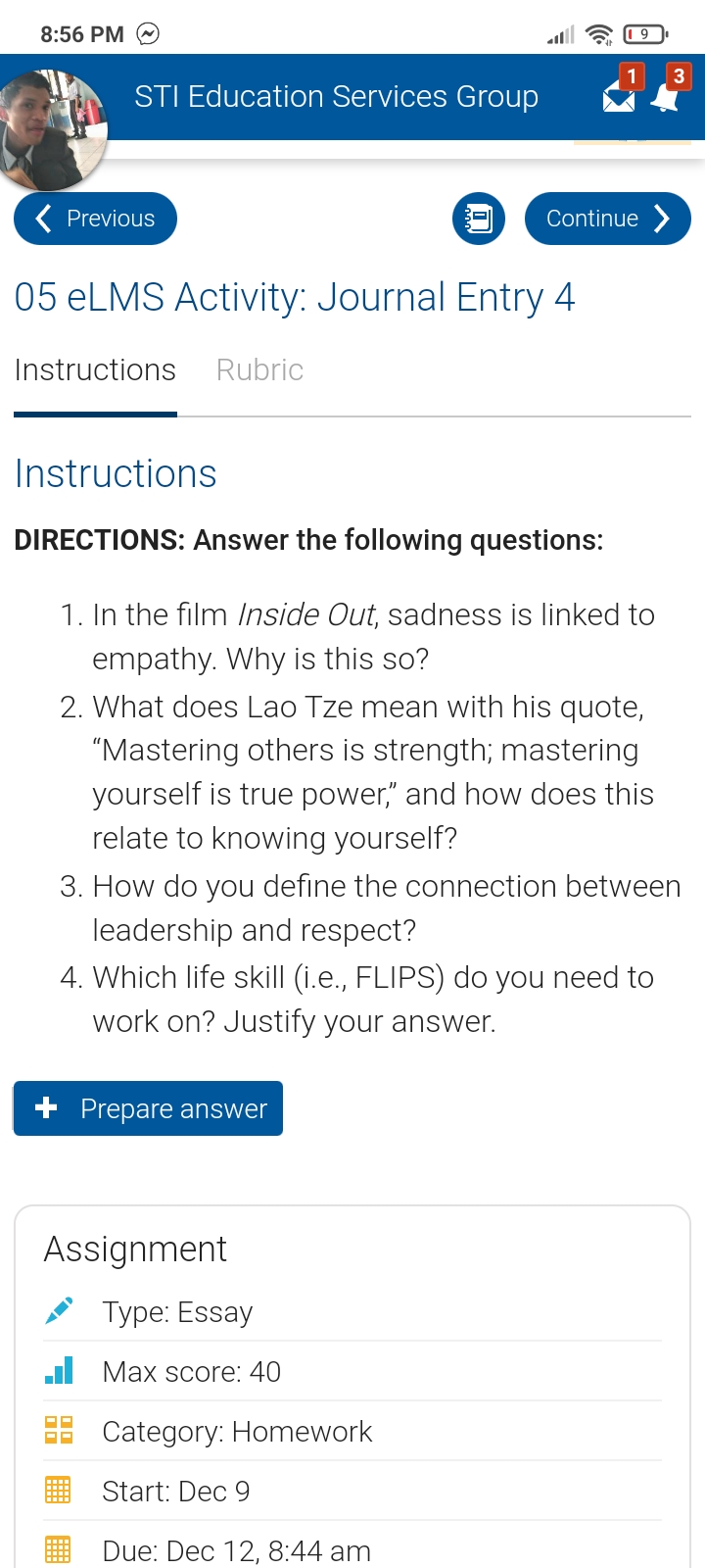 give me an example answer on this question 8:56