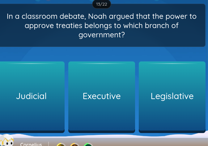 answer 13/22 In a classroom debate, Noah argued