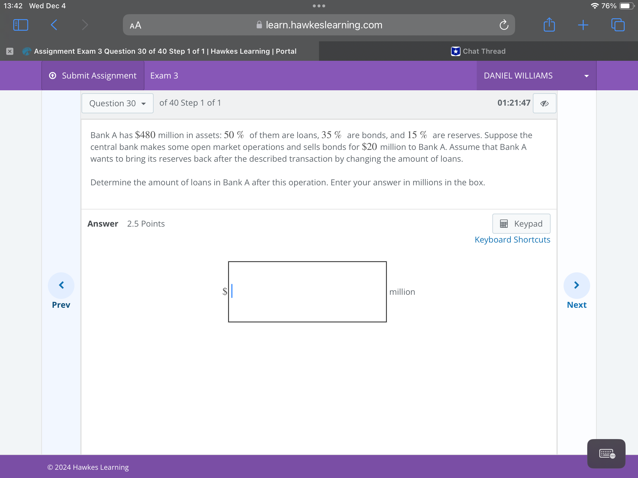 Answer V(7 ] Y 13:42 Wed Dec 4 AA &