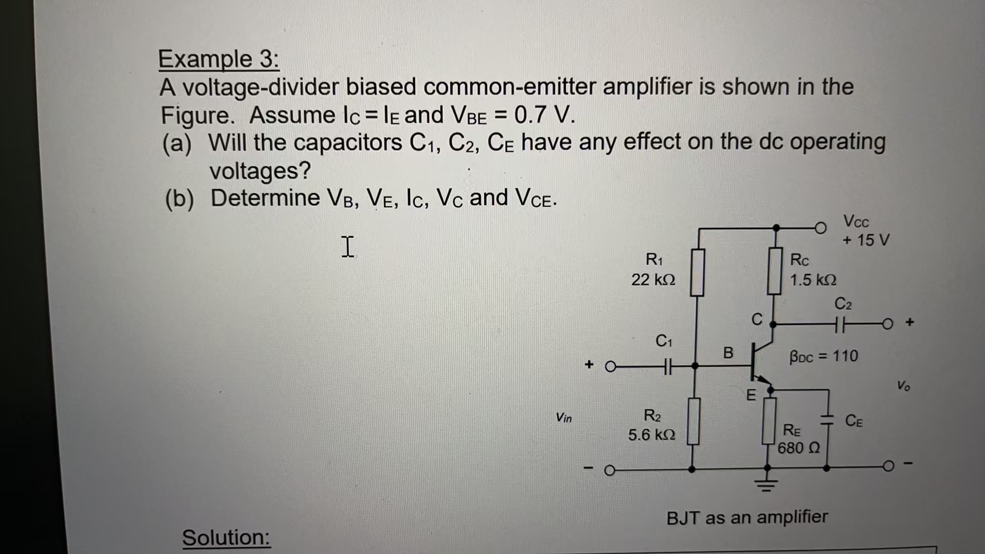 answer Example 3: A voltage-divider biased