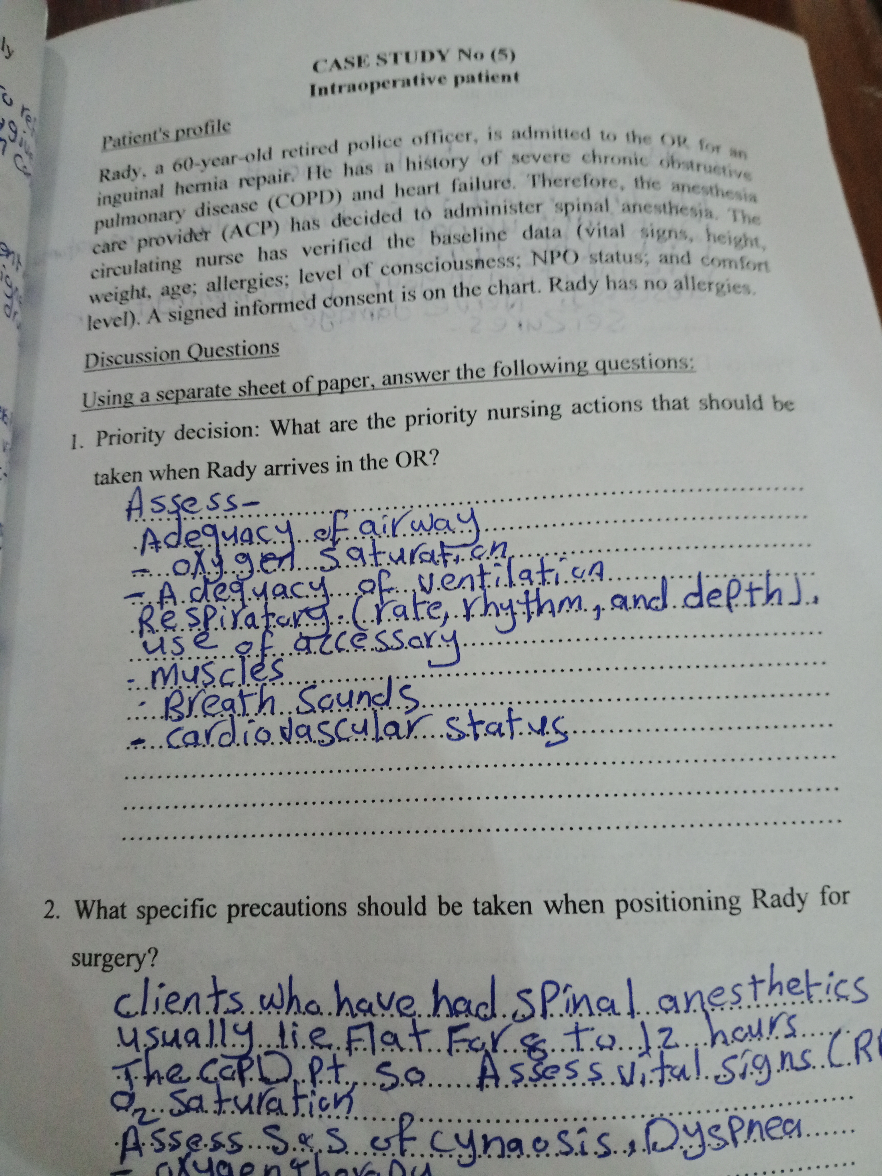 Answer on question CASE STUDY No (5)