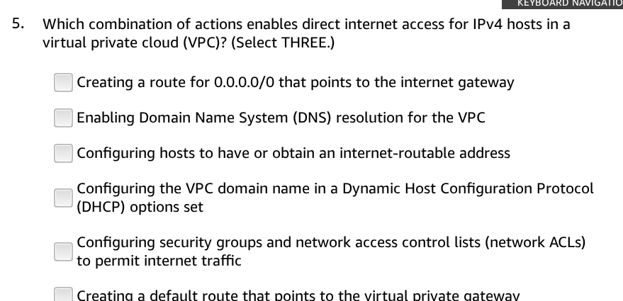 answer KEYBOARD NAVIGATIO 5. Which combination of
