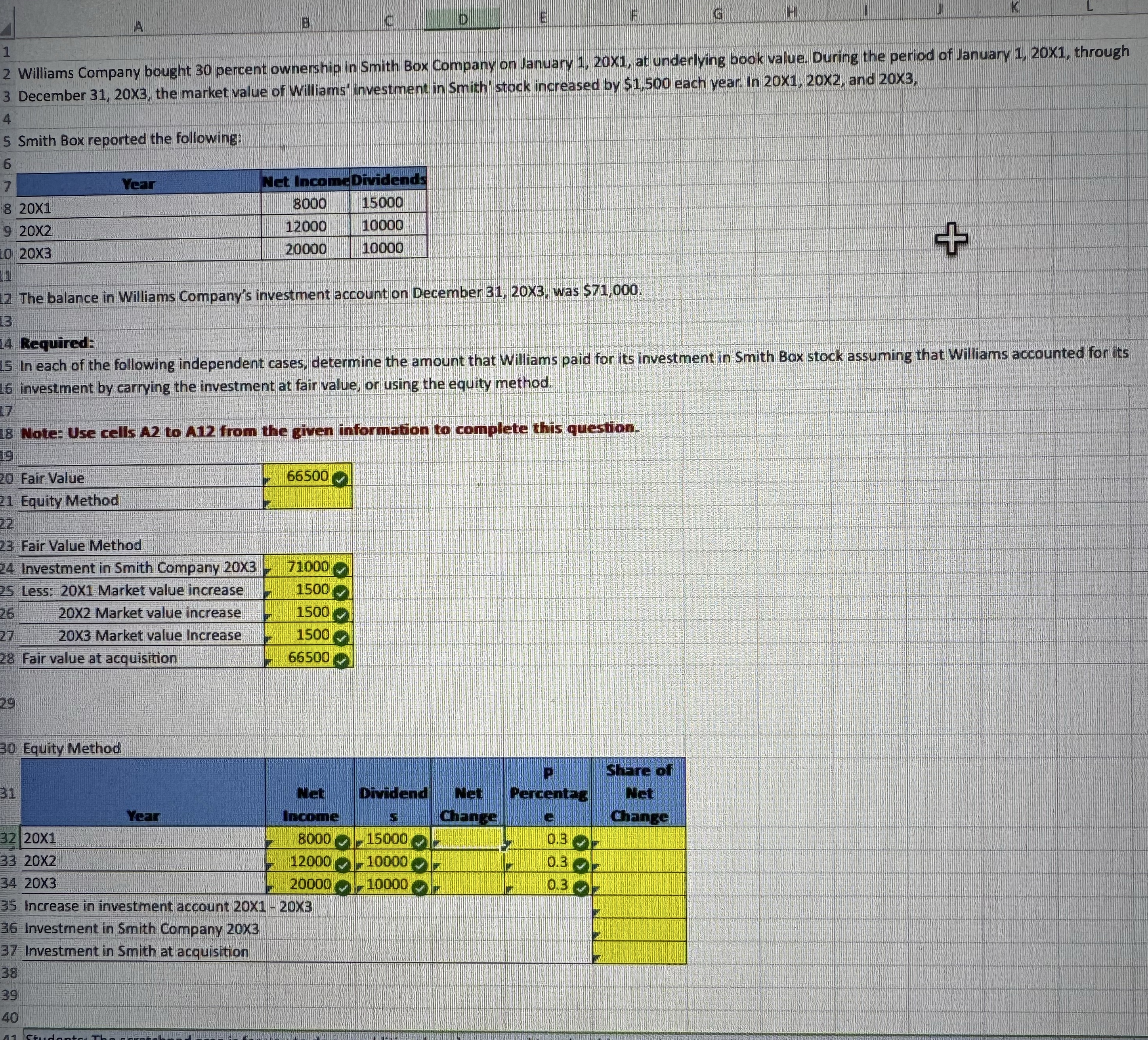 Please solve unanswered cells by formulas