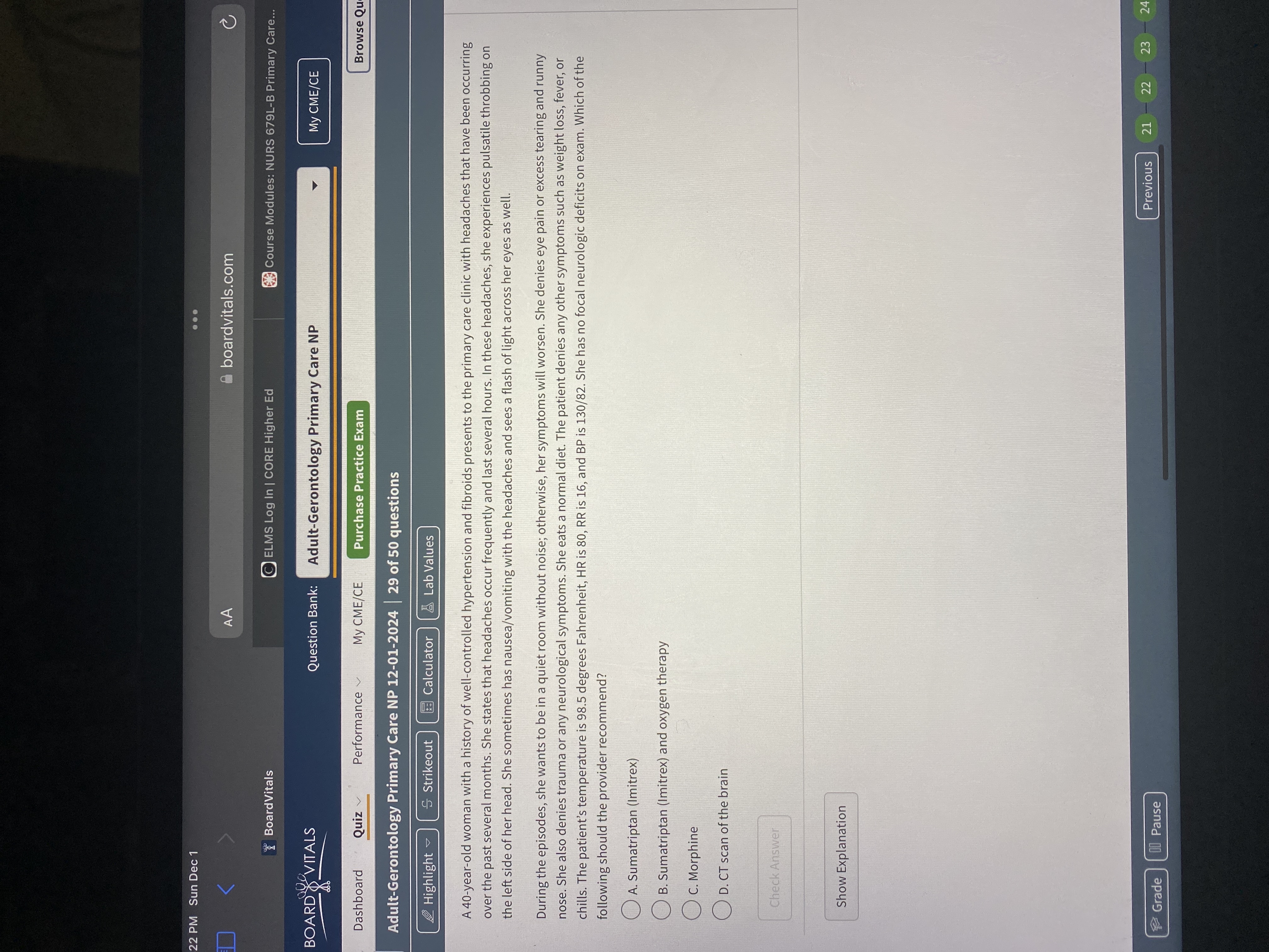 Answer 22 PM Sun Dec 1 . . . AA boardvitals.com C