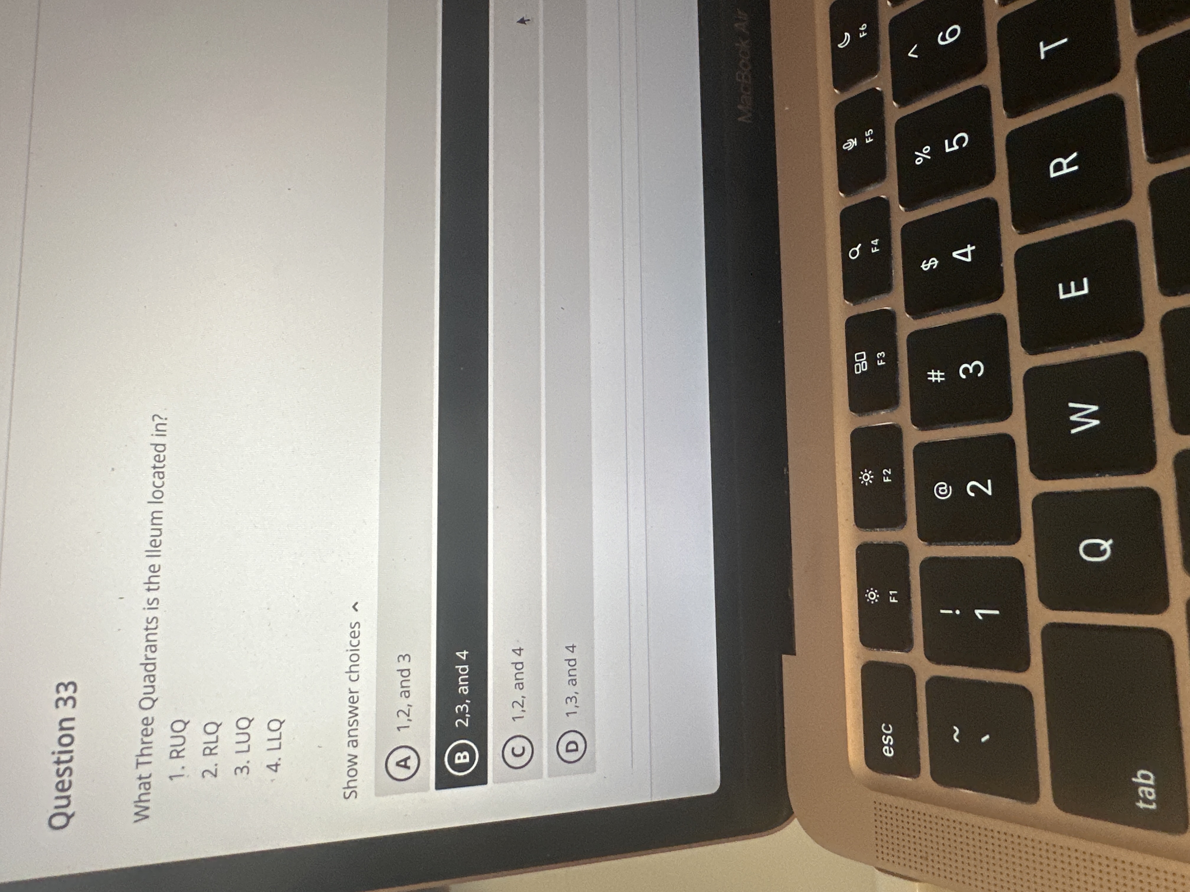 Correct answer Question 33 What Three Quadrants