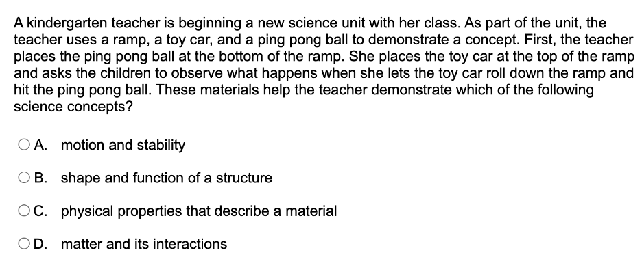 answer A kindergarten teacher is beginning a new