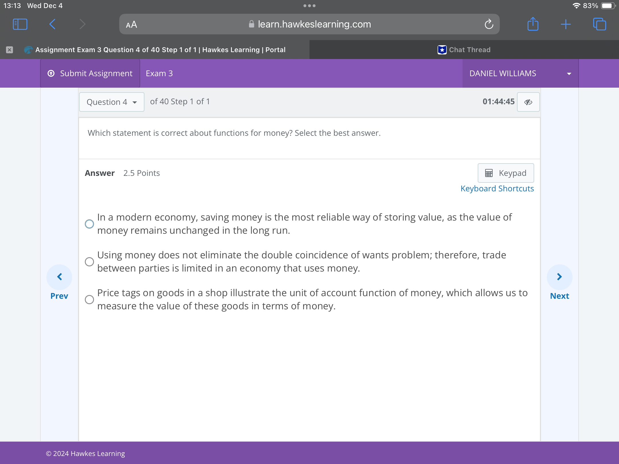 Answer 13:13 Wed Dec 4 AA &
