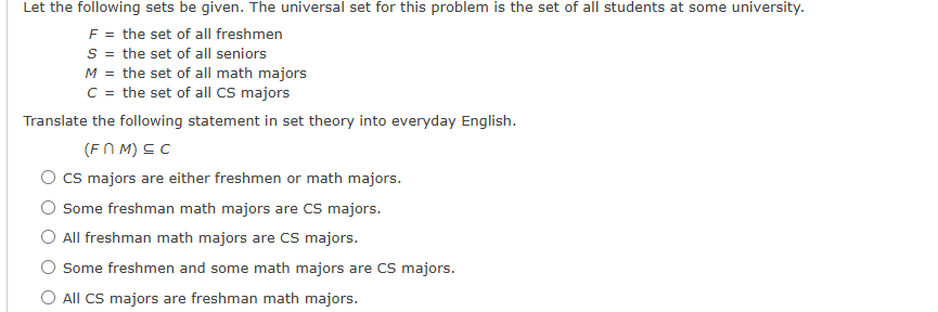 how to answer Let the following sets be given.
