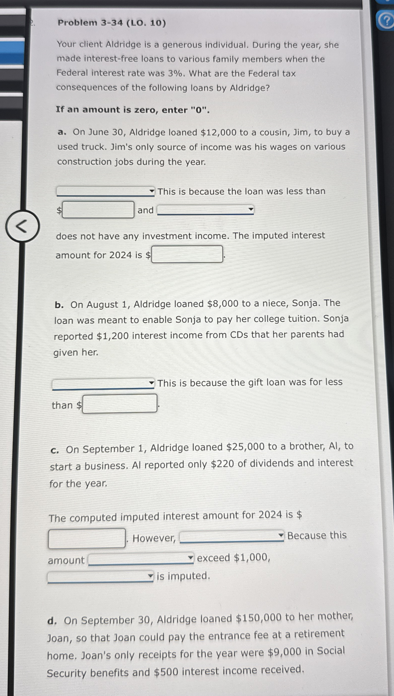 Problem 3 - 3 4 ( LO . 1 0 ) Your client Aldridge