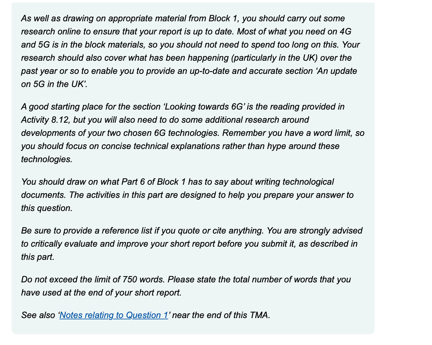 Question 1: the writing question D This question