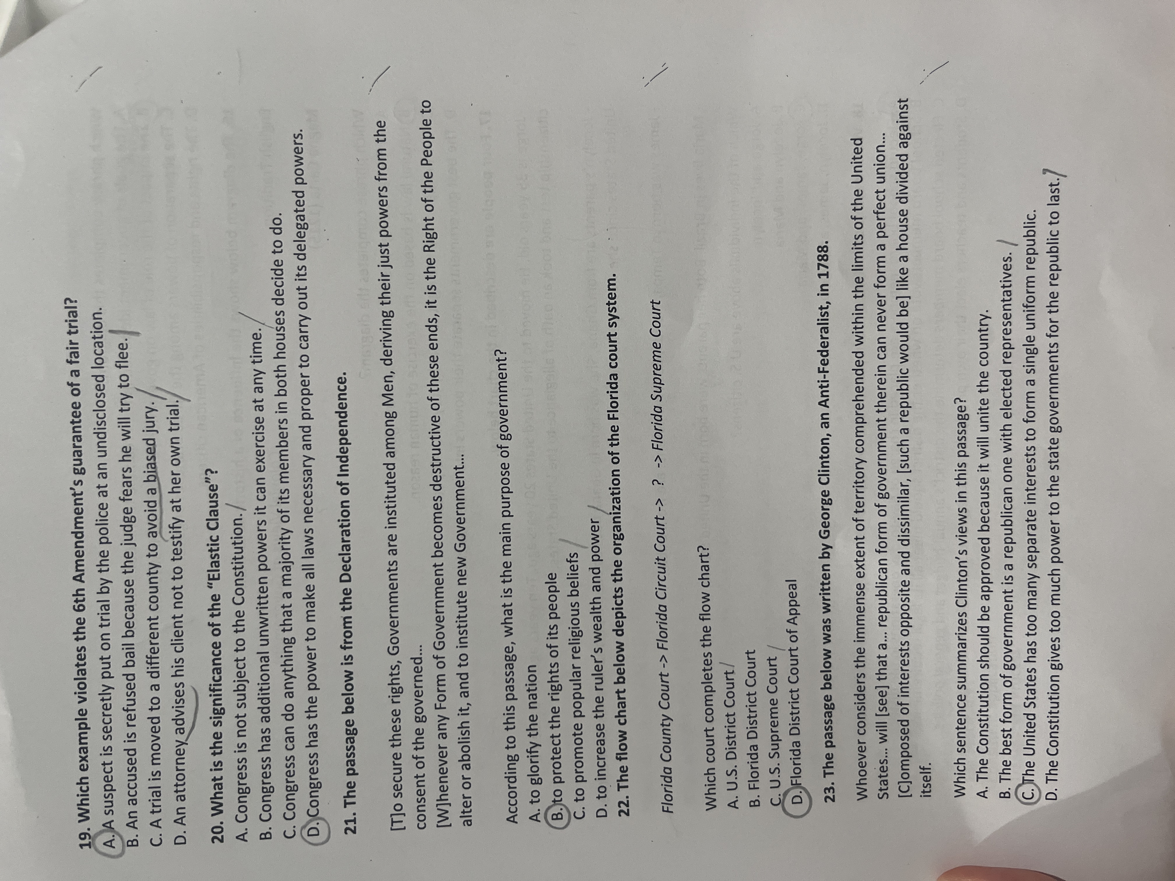 Please check answers 19. Which example violates