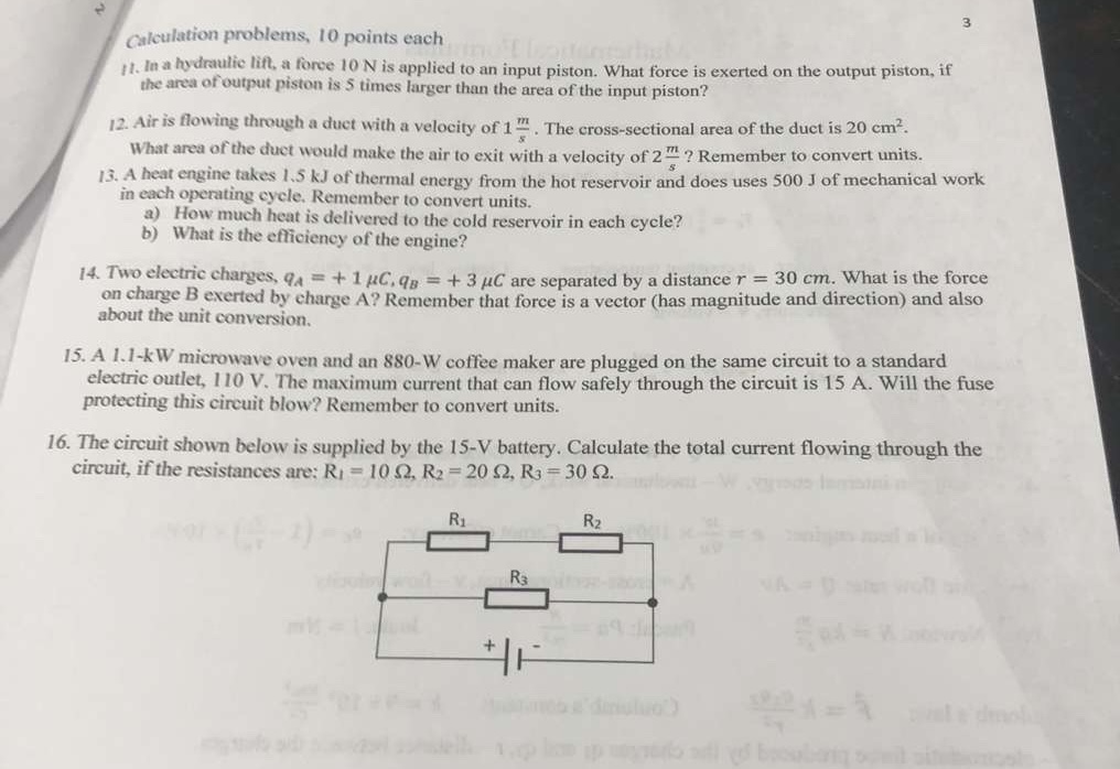 Answer 3 Calculation problems, 10 points each .