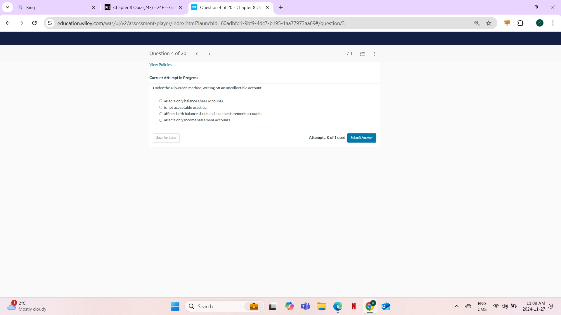 answer Q Bing X D2L Chapter 8 Quiz (24F) - 24F