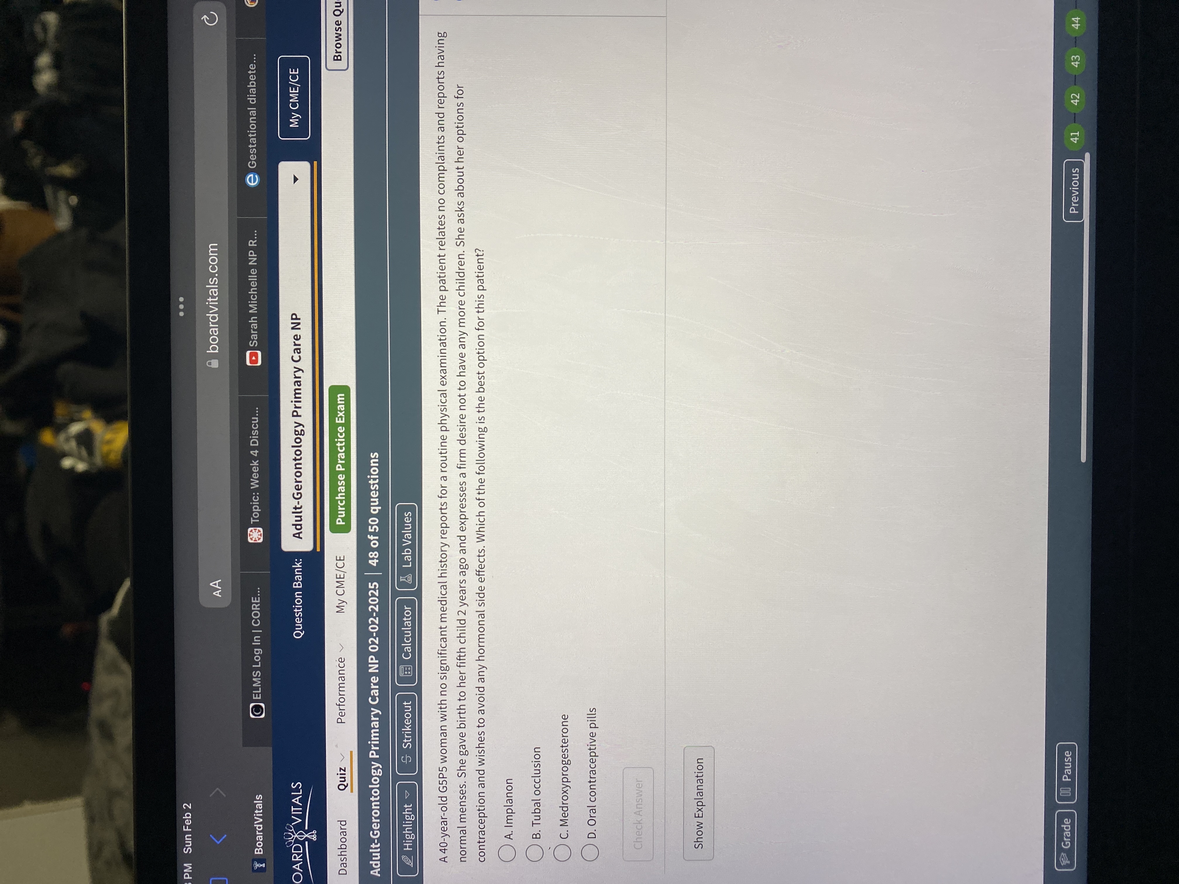 Answer PM Sun Feb 2 . . . AA boardvitals.com C