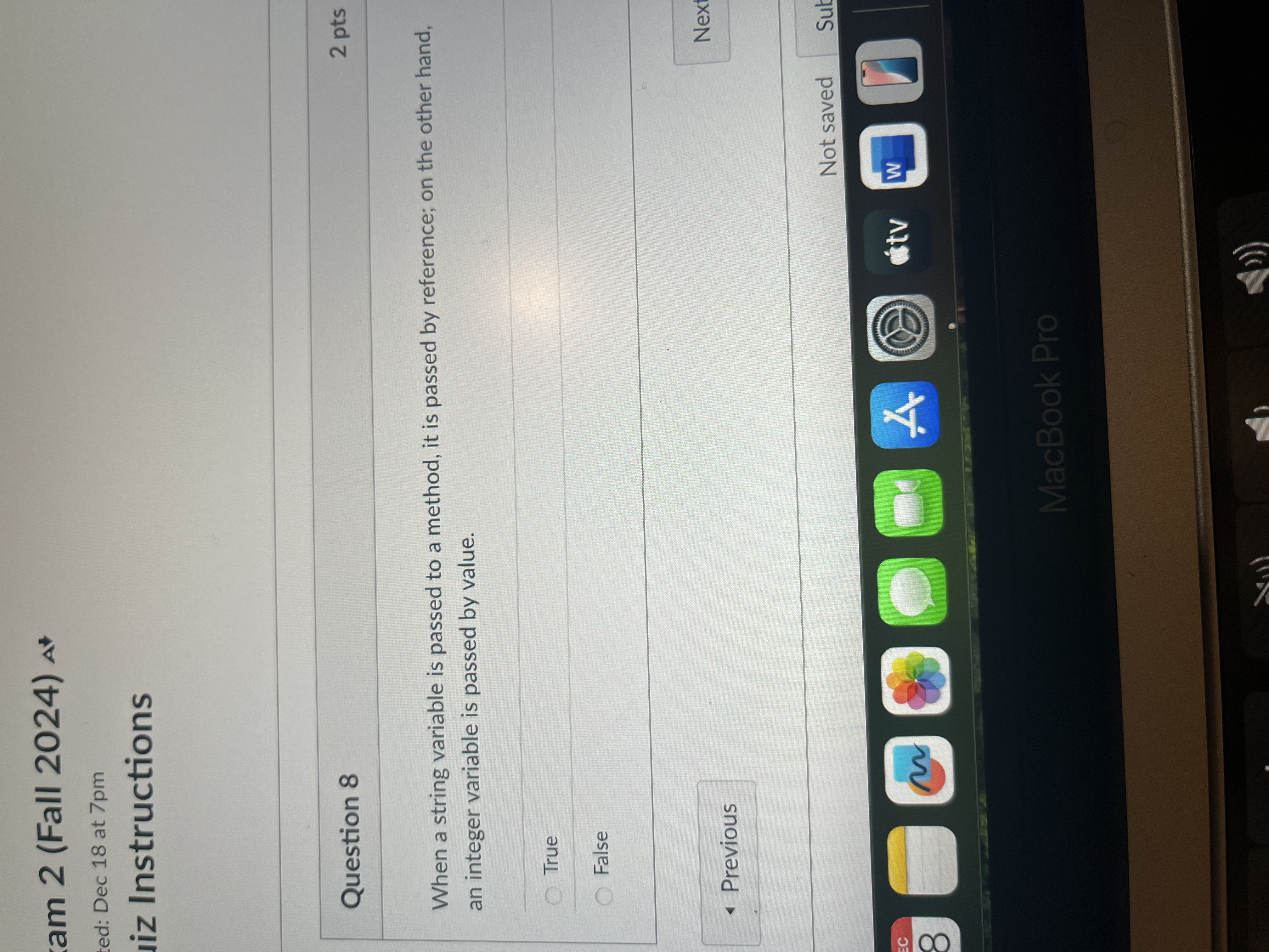 Answer am 2 (Fall 2024) At ed: Dec 18 at 7pm liz