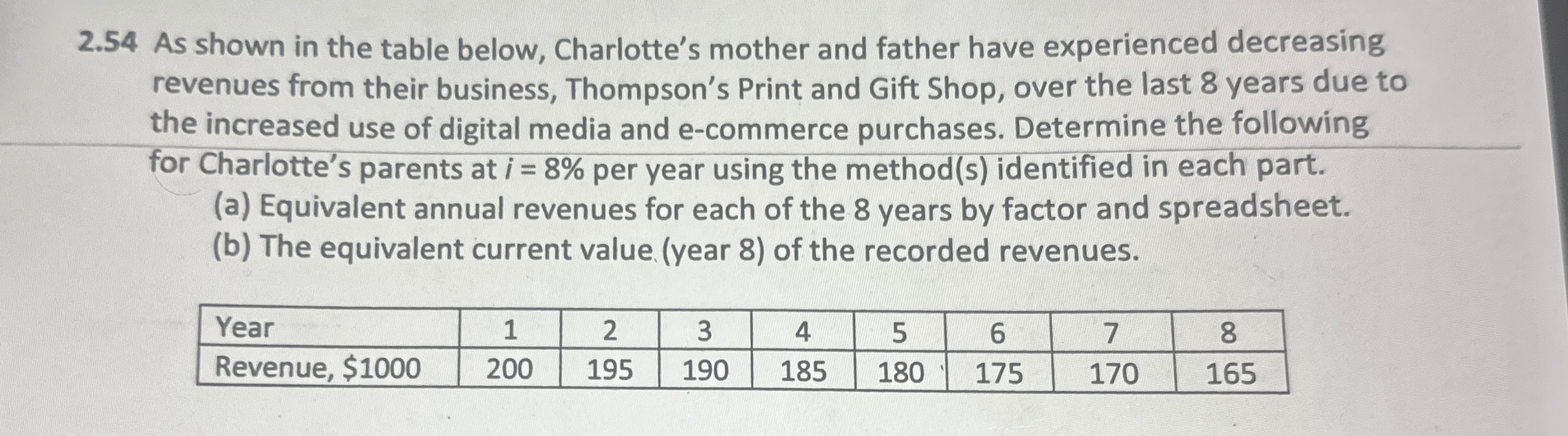 2 . 5 4 As shown in the table below, Charlotte's