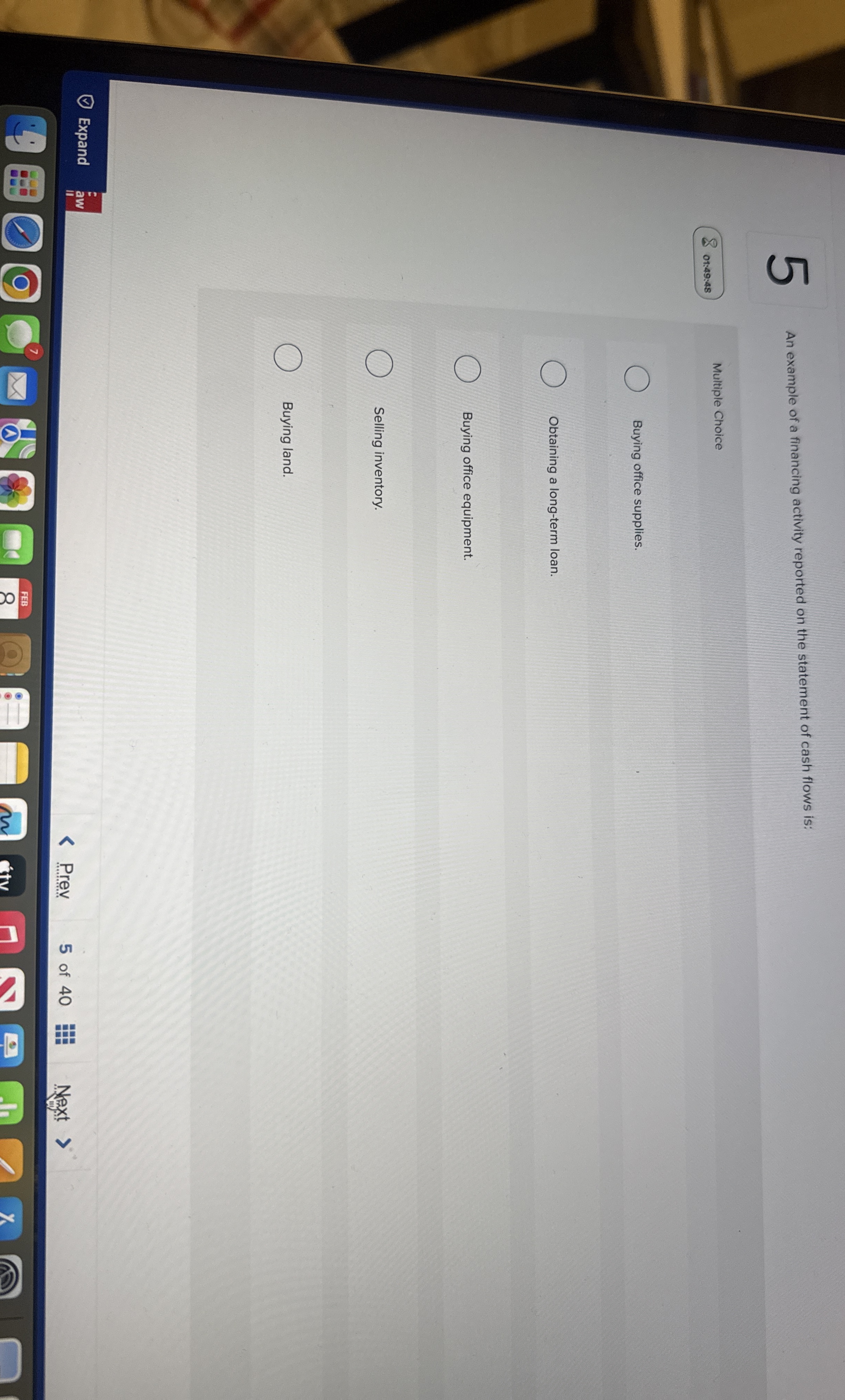 5 An example of a financing activity reported on
