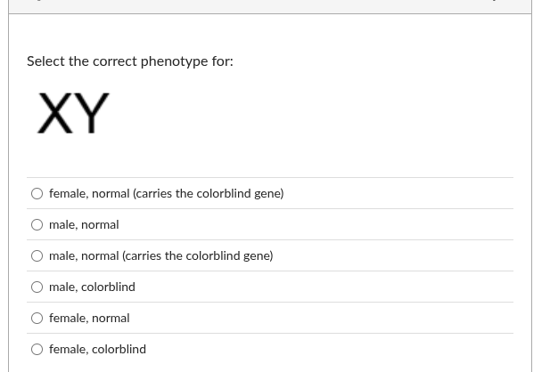 answer Select the correct phenotype for: (>)