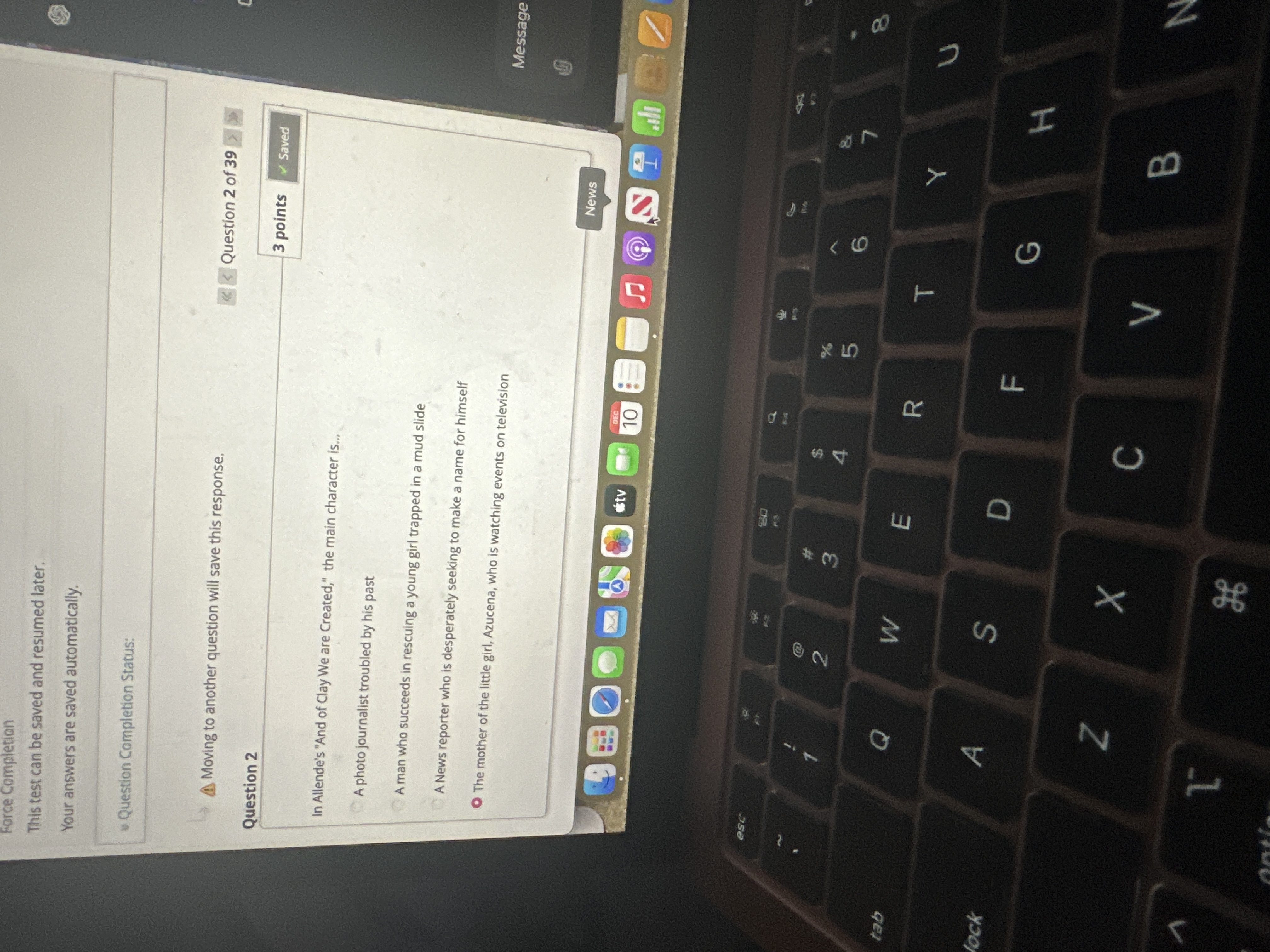 Answer Force Completion This test can be saved