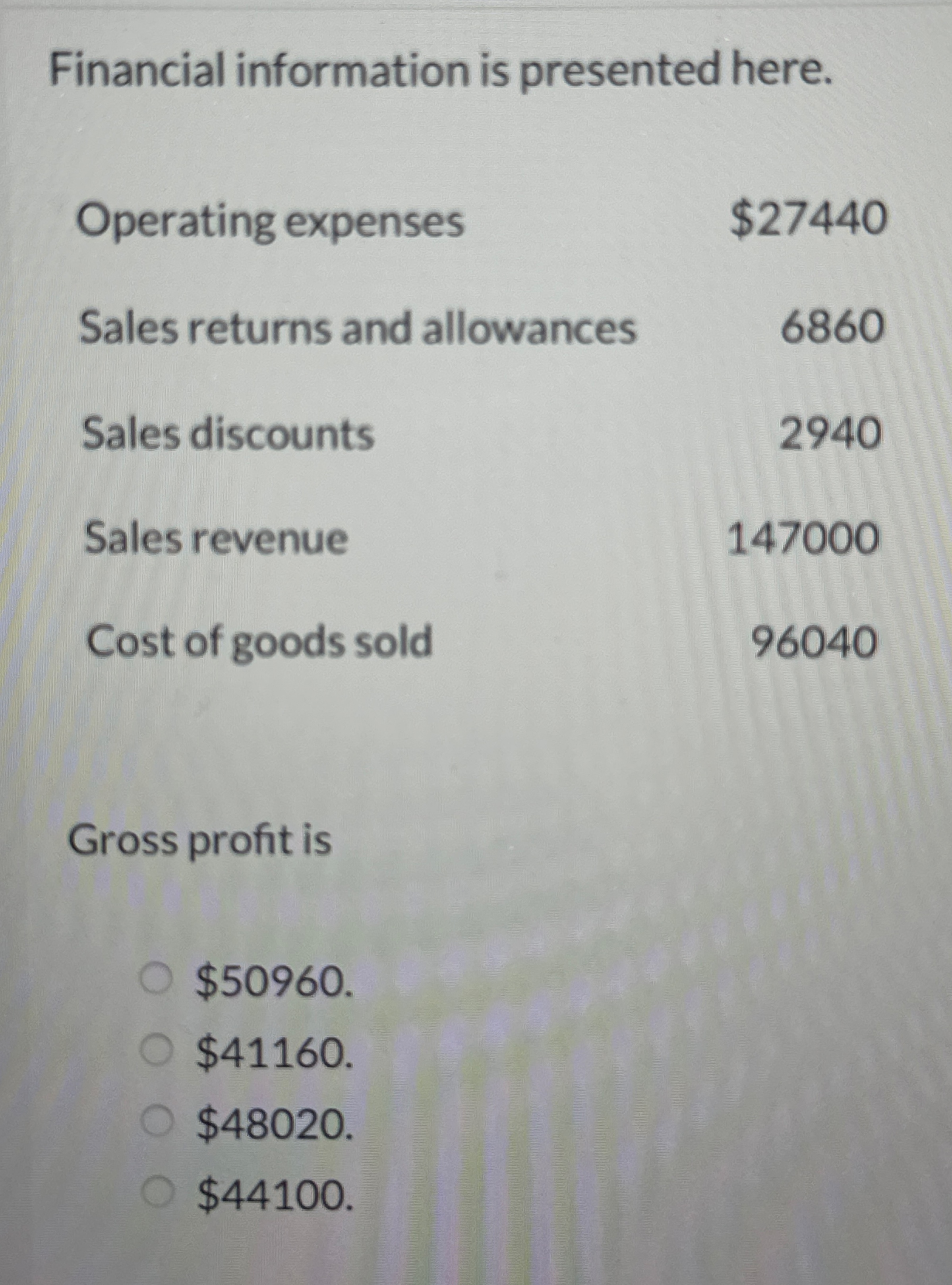 Financial information is presented here. \ table