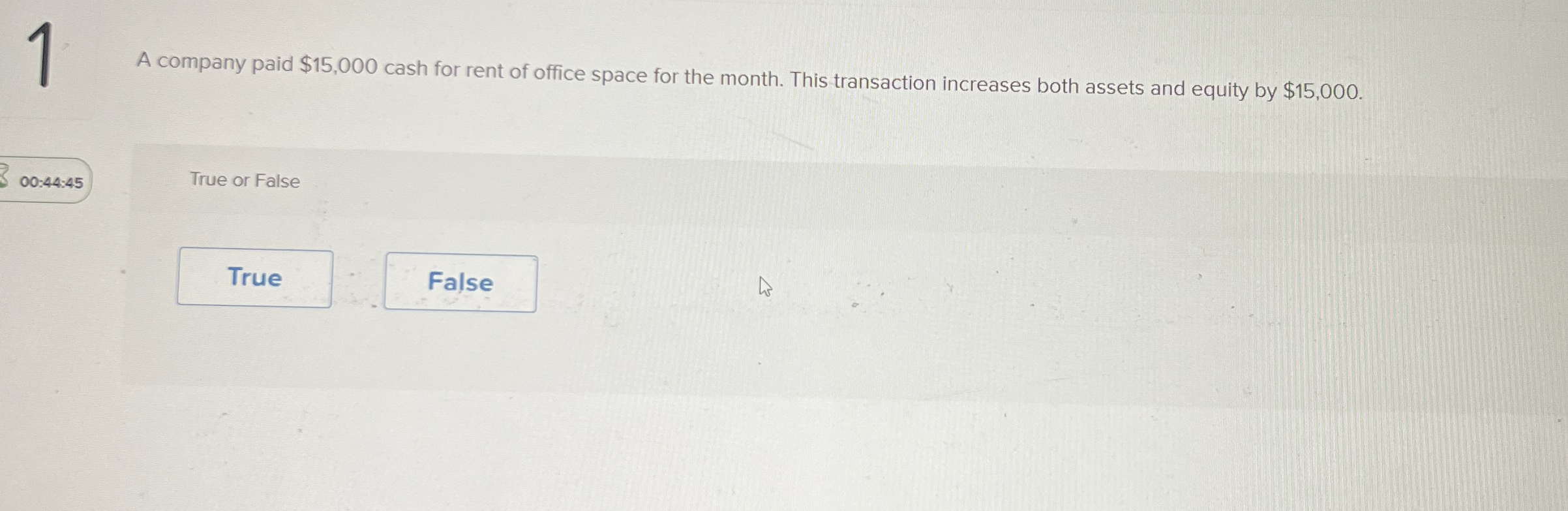 1 A company paid $ 1 5 , 0 0 0 cash for rent of