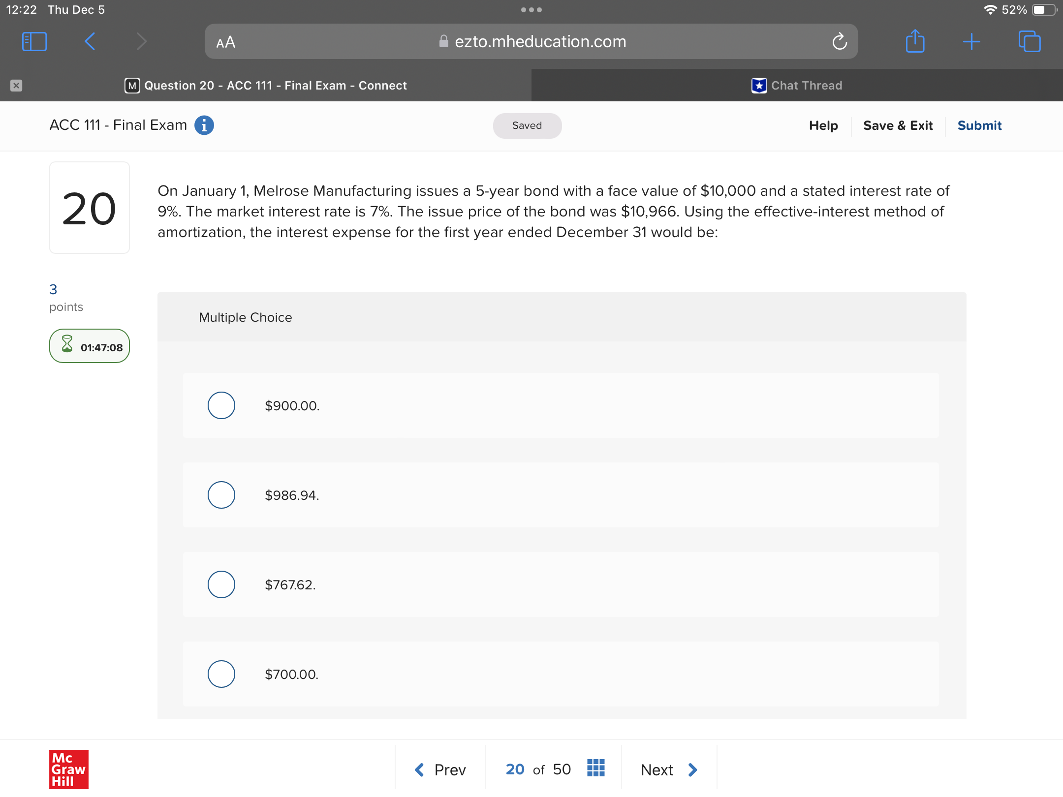 Answer 12:22 Thu Dec 5 . . . 52% O AA