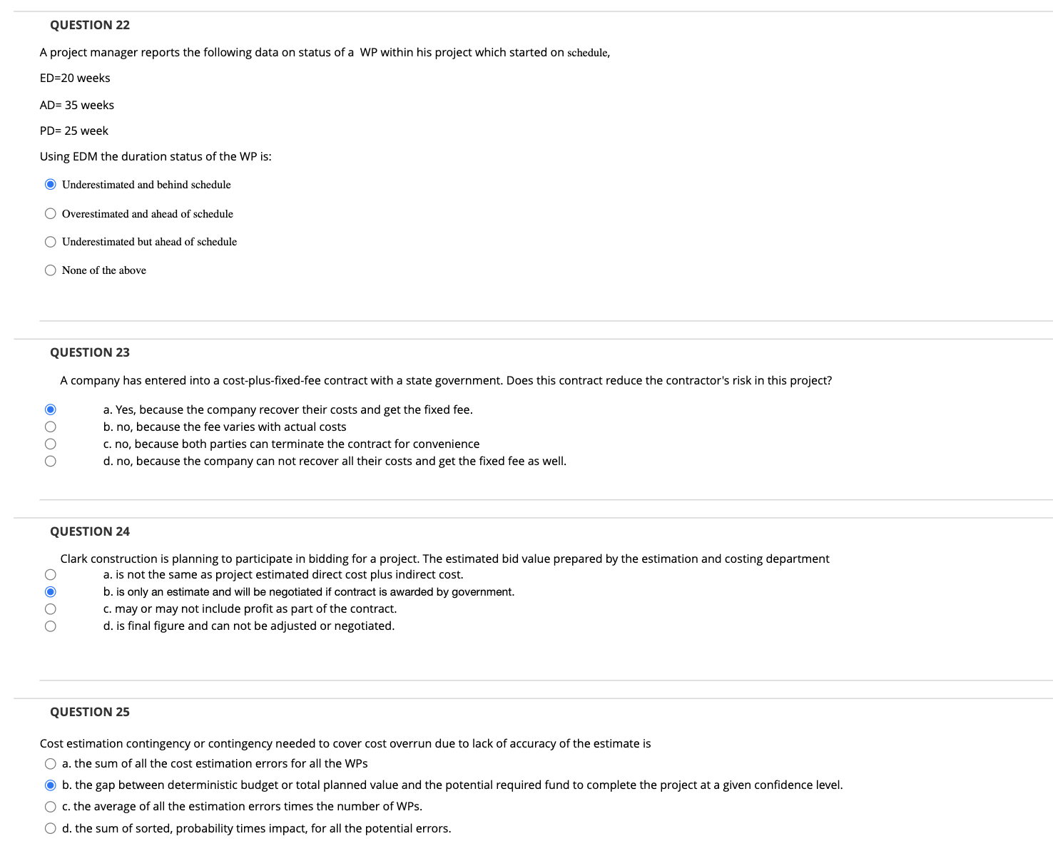 Did i choose the correct answer? QUESTION 22 A