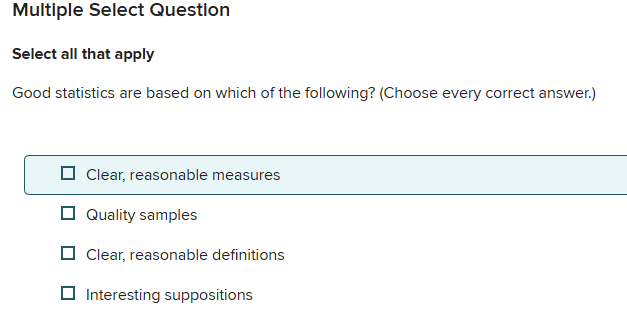 answer Multiple Select Question Select all that