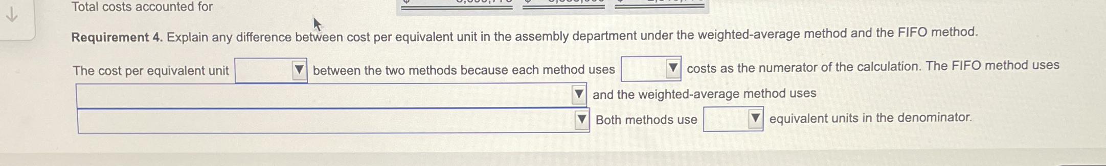 Total costs accounted for Requirement 4 . Explain