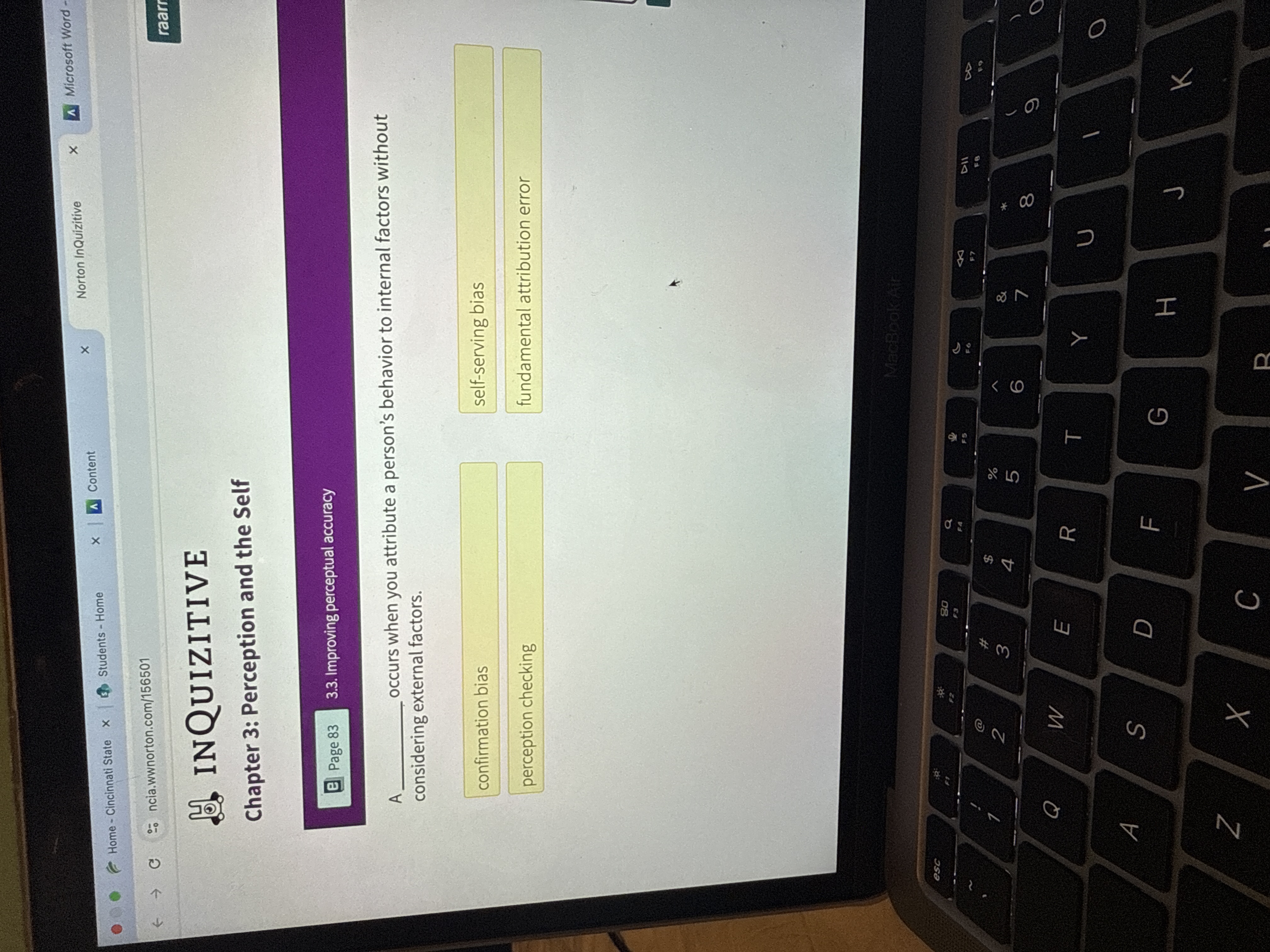 answer X A Microsoft Word X Norton InQuizitive x