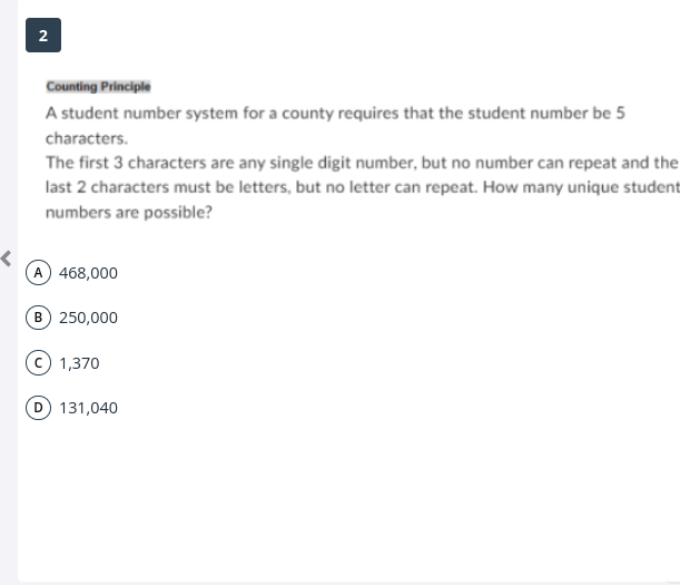 answer this Counting Principle A student number