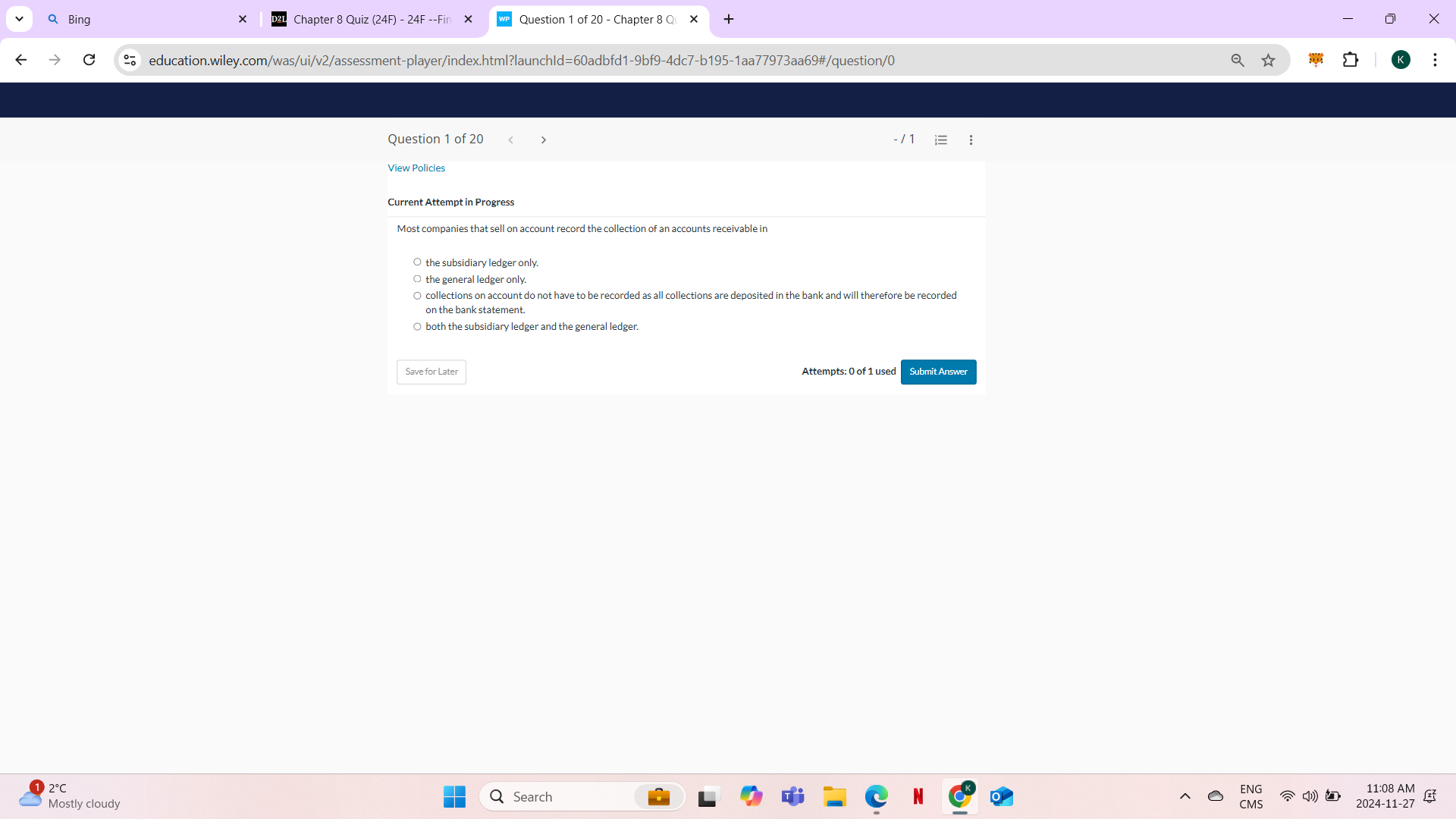 answer Q Bing X D2L Chapter 8 Quiz (24F) - 24F