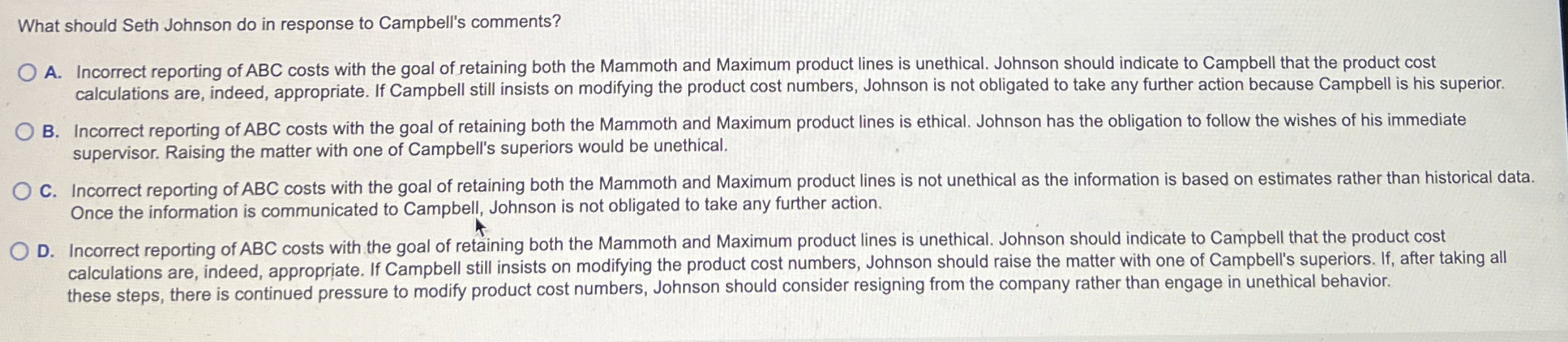 What should Seth Johnson do in response to