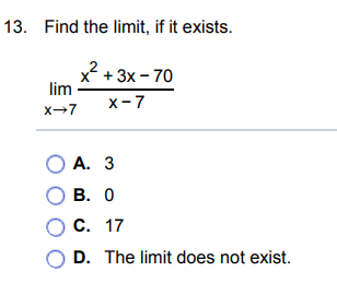 answer 13. Find the limit, if it exists. 2 X + 3x