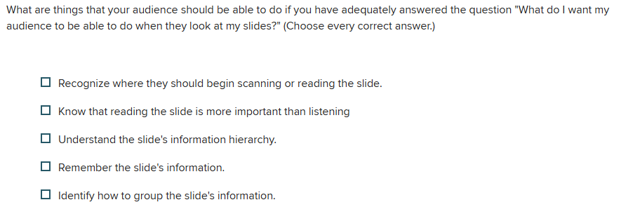 answer What are things that your audience should