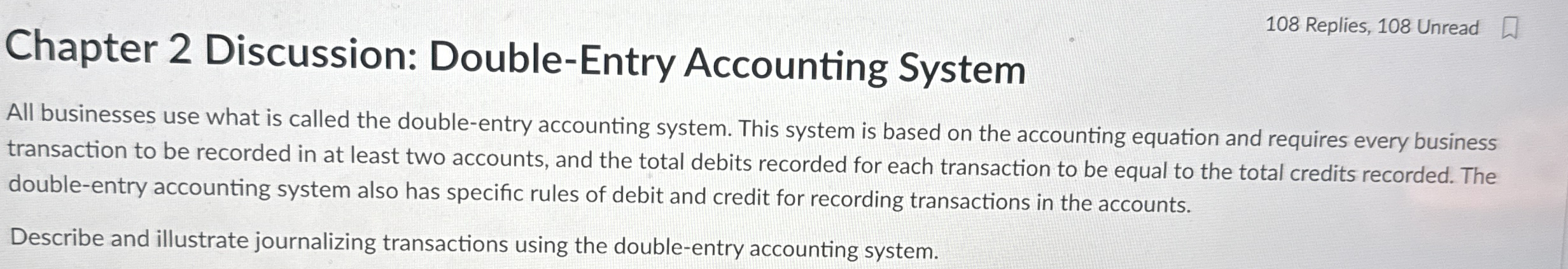 Chapter 2 Discussion: Double - Entry Accounting