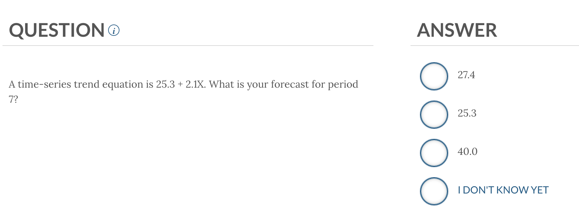 answer QUESTION ANSWER 274 A time-series trend