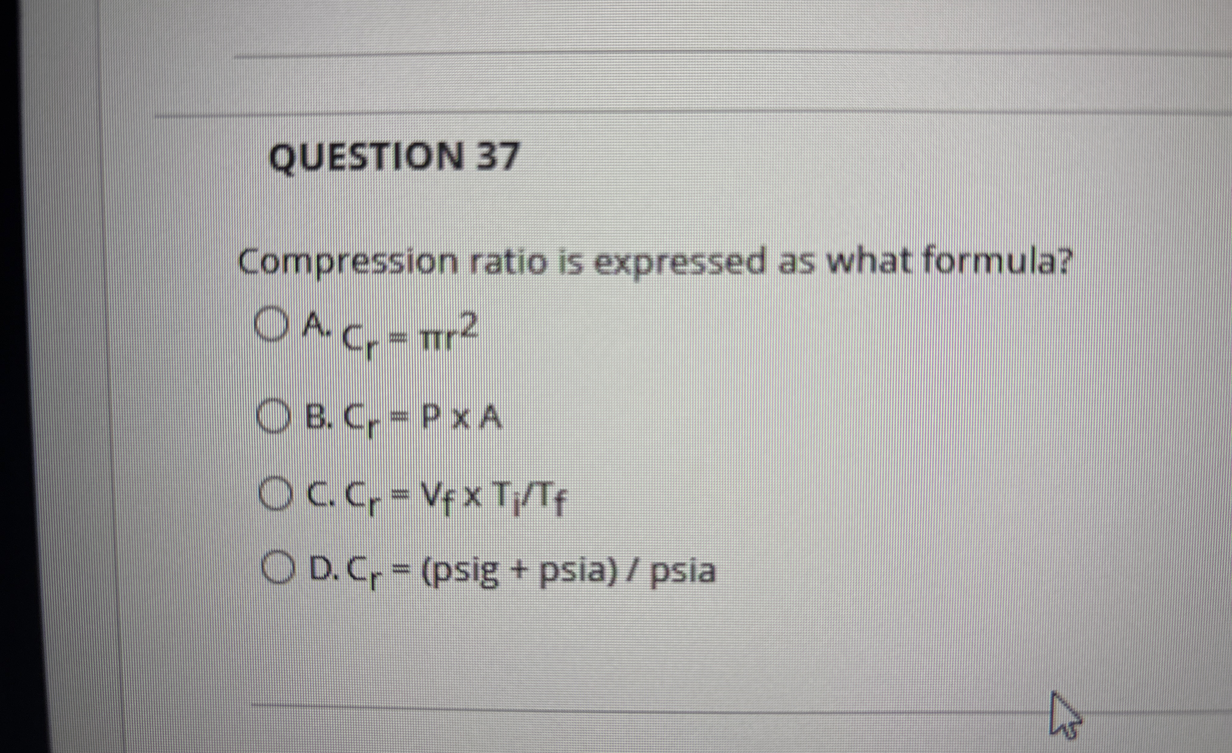 Compression ratio is expressed as what form?