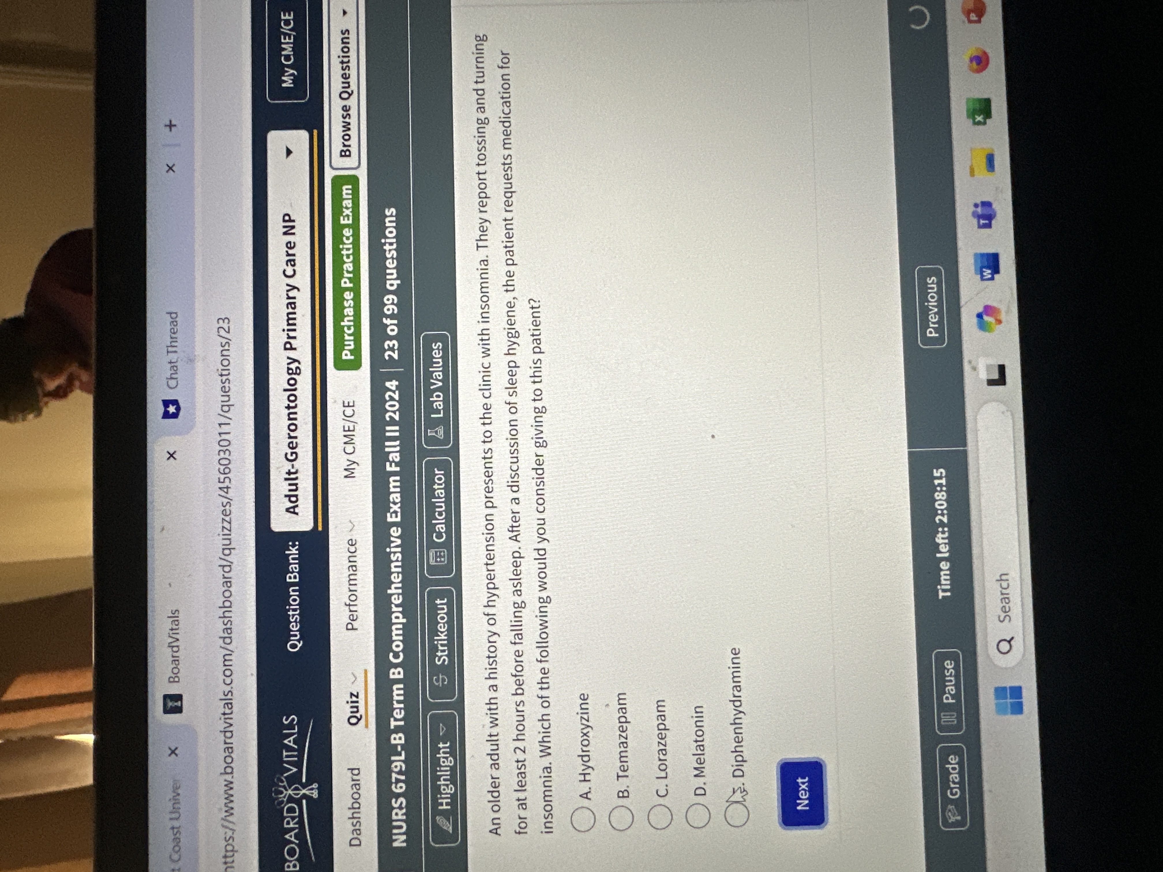 Answer Coast Univer X BoardVitals X *Chat Thread