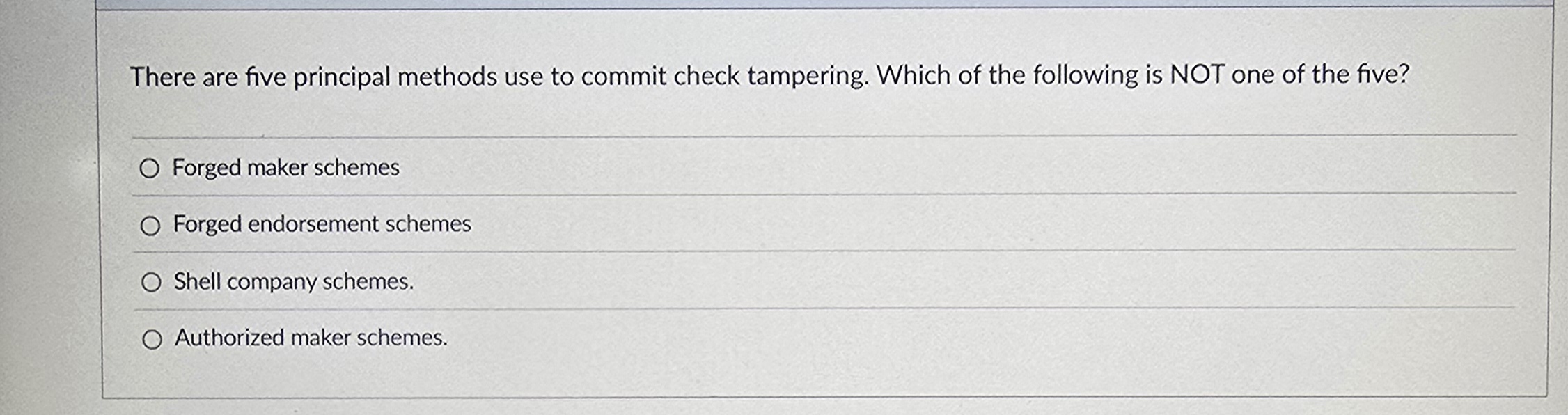 There are five principal methods use to commit