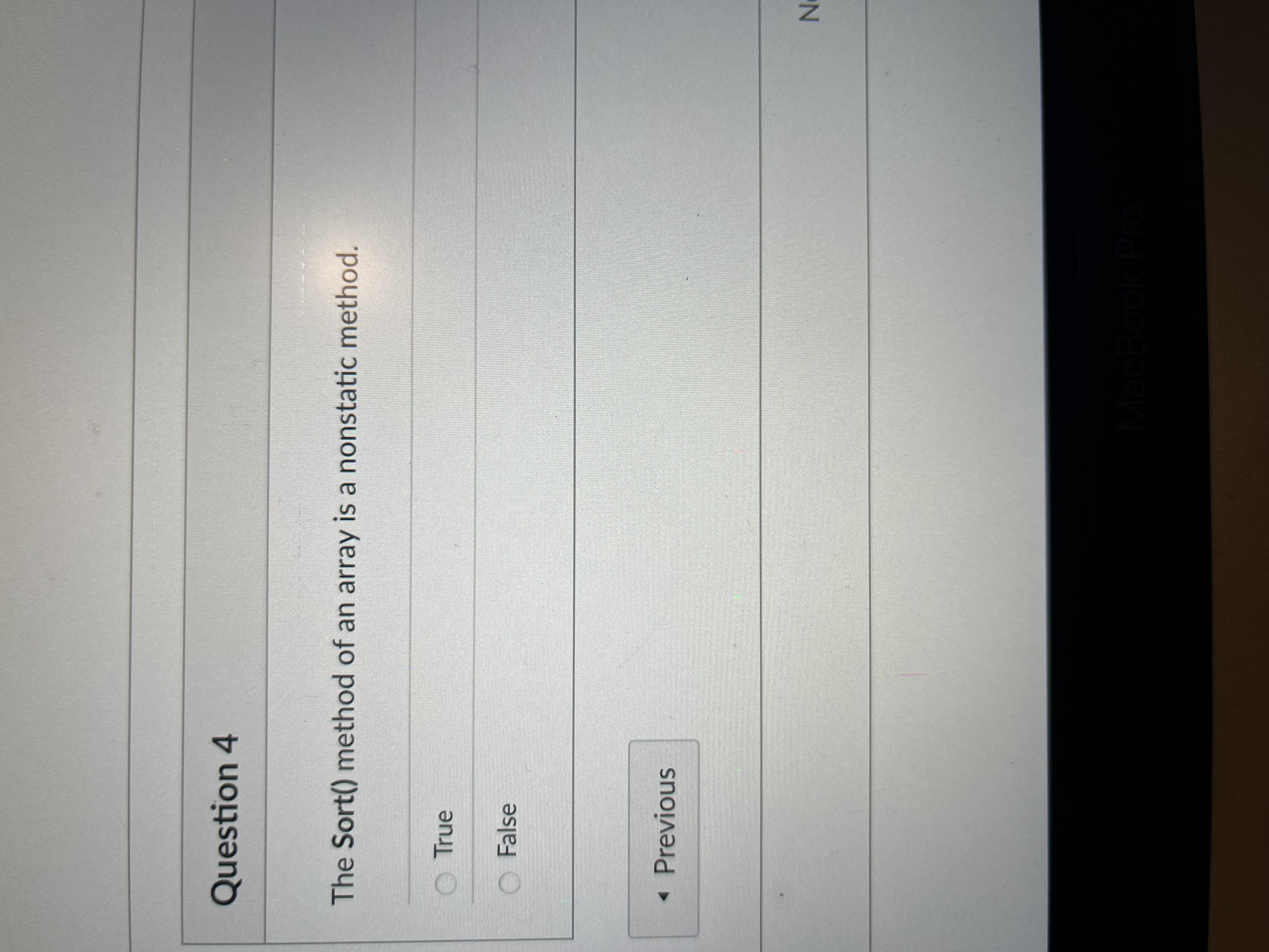 Answer Question 4 The Sort() method of an array