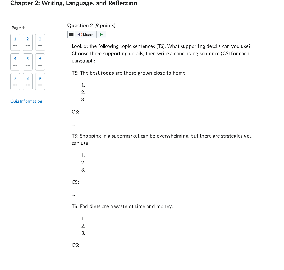 Chapter 2: Writing, Language, and Reflection Page