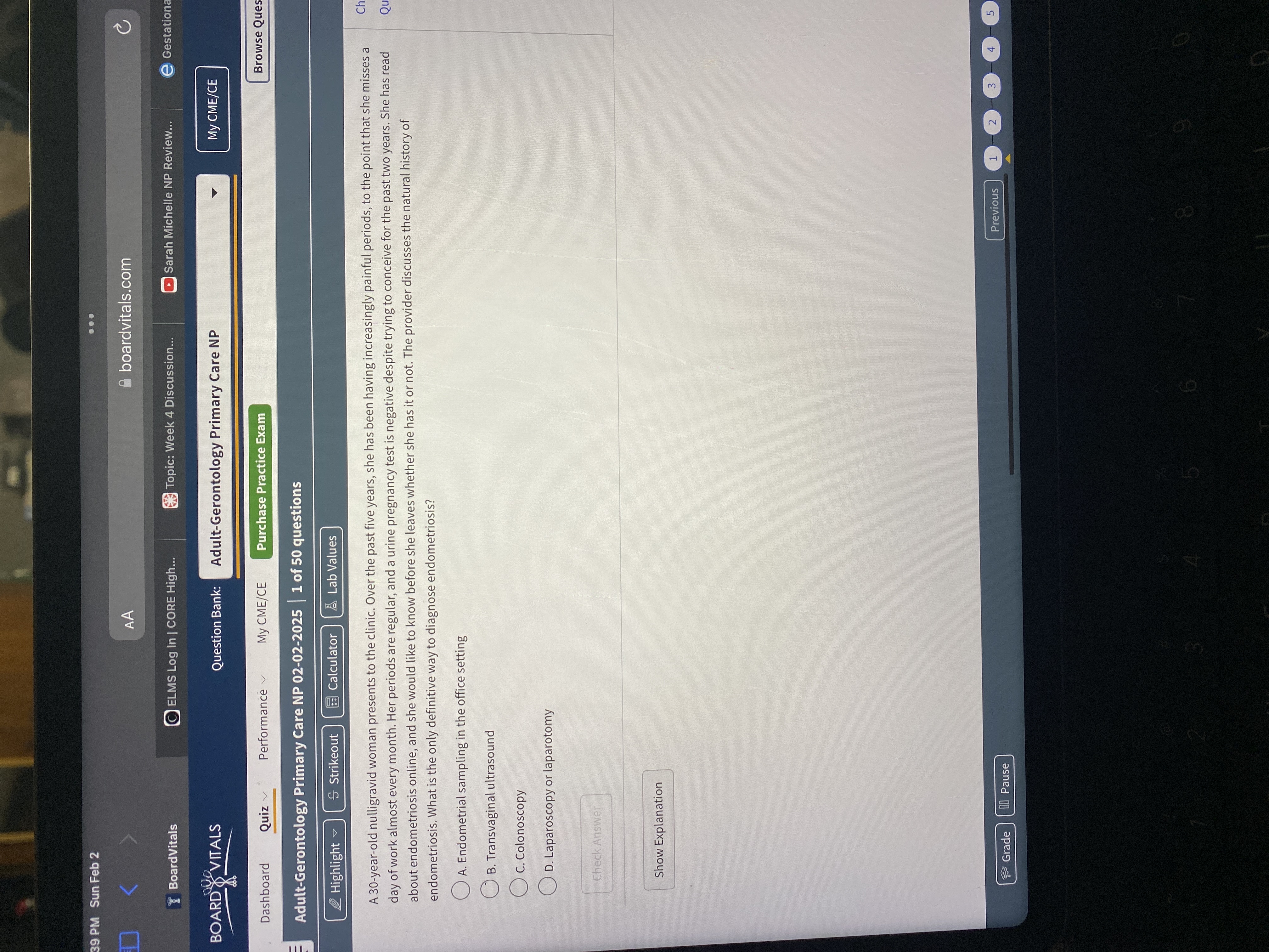 Answer 39 PM Sun Feb 2 . . . AA boardvitals.com Y