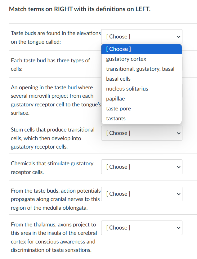 answer Match terms on RIGHT with its definitions